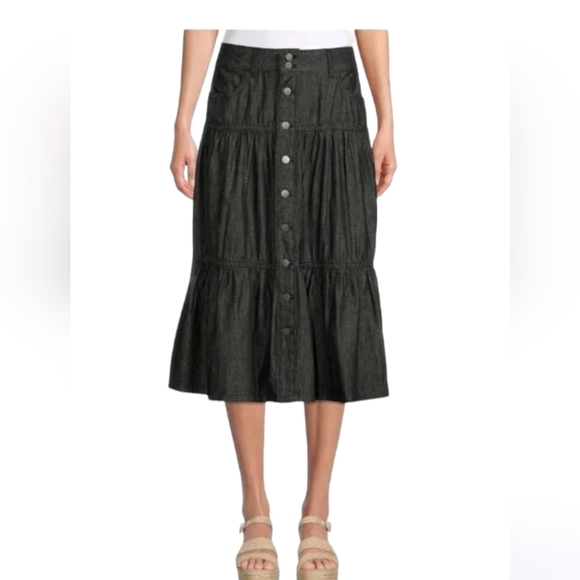 Time and Tru size 12 black tiered skirt NWT denim cotton - Picture 4 of 13